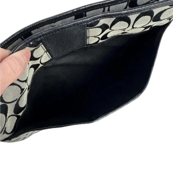 COACH Canvas Signature Monogram Crossbody Black Grey - Picture 3 of 9